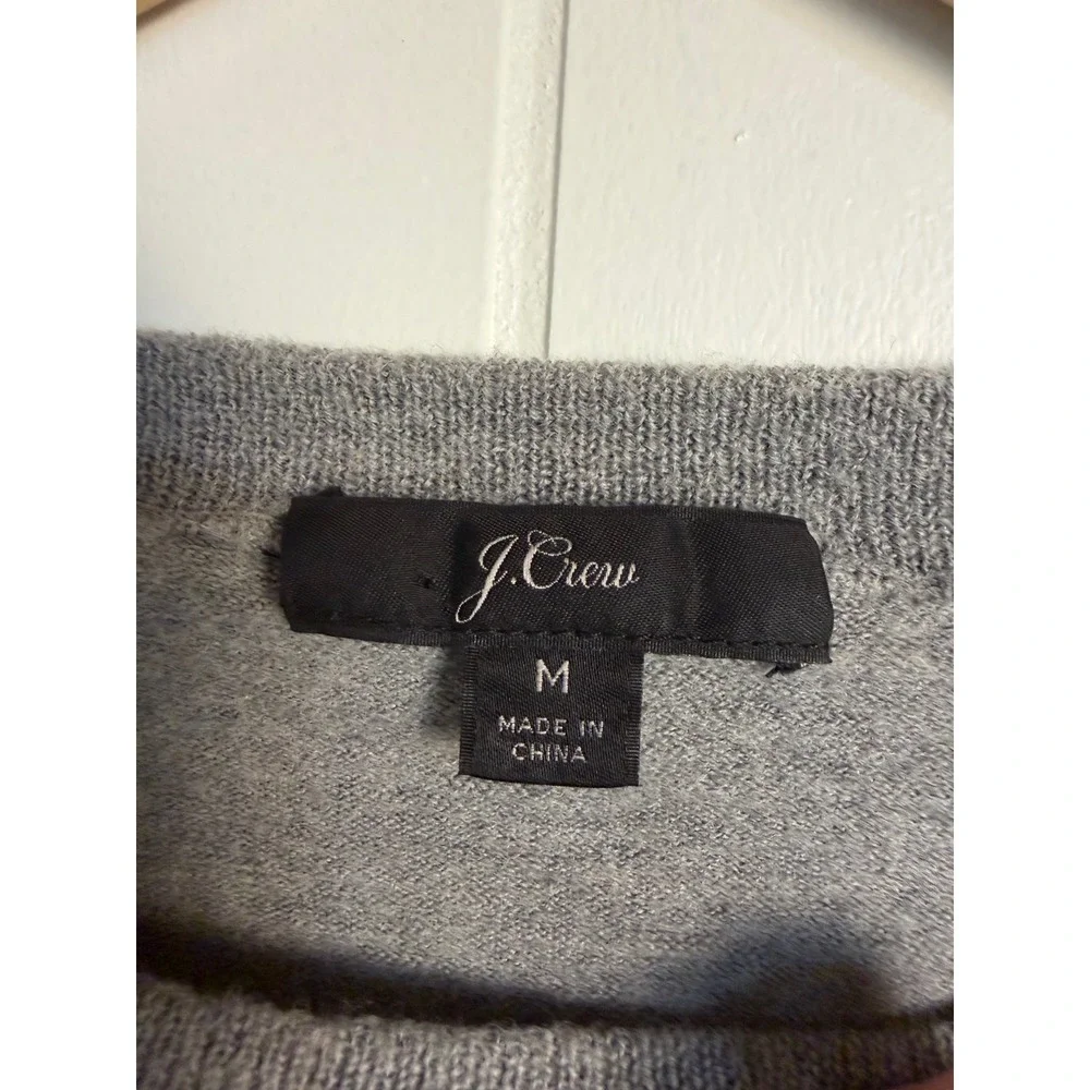 100% Merino Wool J.Crew Tippi Sweater M Gray 3/4 Sleeve Knit Pullover - Picture 2 of 7